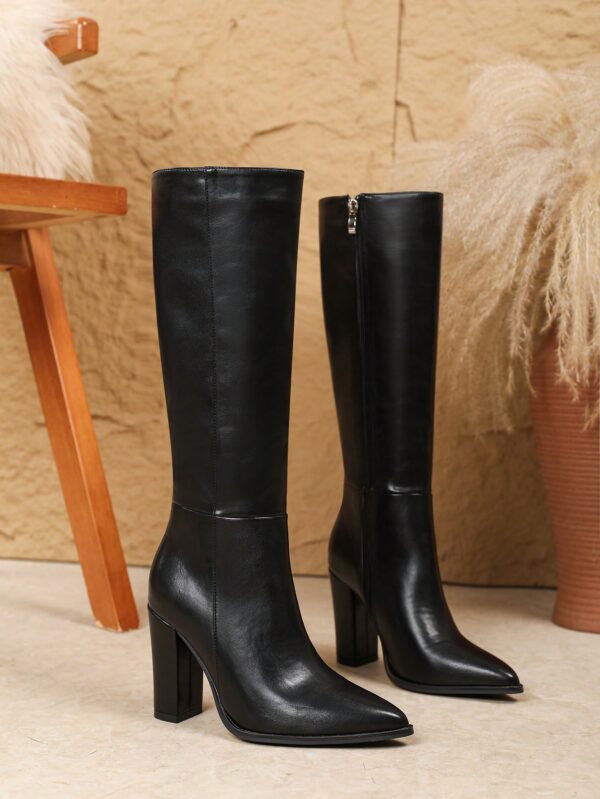 Botas Altas de Tacón Ancho para Mujer Talla Plus - Image 5