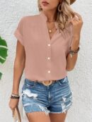 Blusa Batwing Manga Corta en Color Sólido