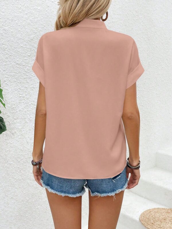 Blusa Batwing Manga Corta en Color Sólido - Image 44