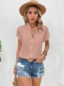 Blusa Batwing Manga Corta en Color Sólido