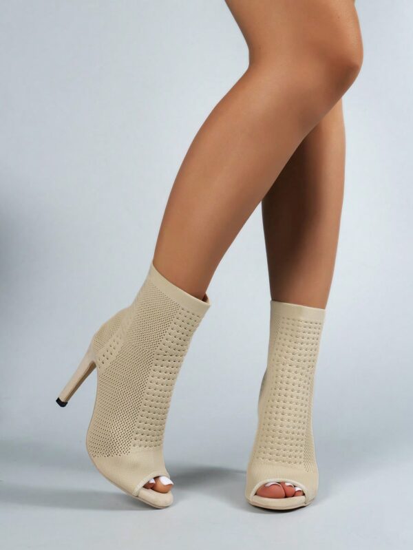 Botas de Tacón Alto en Punto Elástico con Punta Afilada - Image 3