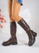 Botas Motorista con Cierre Lateral y Tacón Grueso