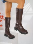 Botas Motorista con Cierre Lateral y Tacón Grueso