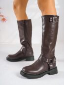 Botas Motorista con Cierre Lateral y Tacón Grueso
