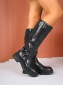 Botas Motorista con Cierre Lateral y Tacón Grueso