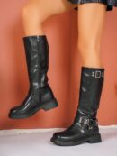 Botas Motorista con Cierre Lateral y Tacón Grueso