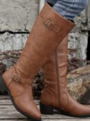 Botas Altas de Montar con Tacón Grueso y Cierre Interno