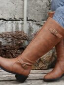 Botas Altas de Montar con Tacón Grueso y Cierre Interno