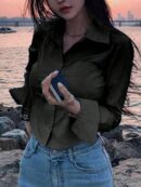 Blusa de Mujer Larga y Simple con Mangas Largas