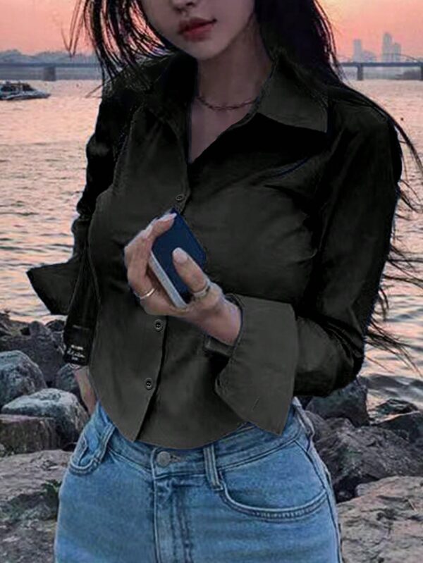 Blusa de Mujer Larga y Simple con Mangas Largas - Image 15