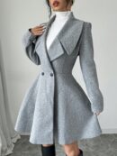Abrigo Elegante de Cuello Alto y Manga Larga en Tweed