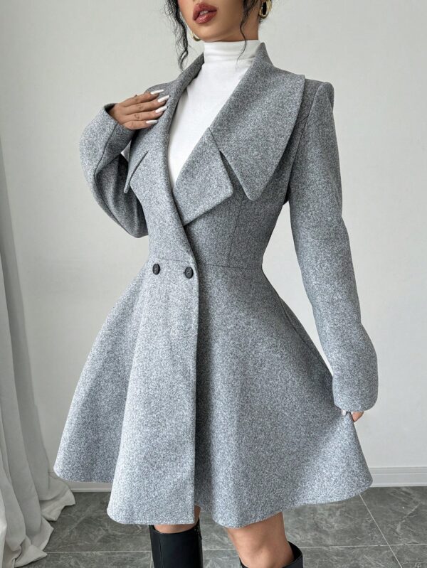 Abrigo Elegante de Cuello Alto y Manga Larga en Tweed - Image 11