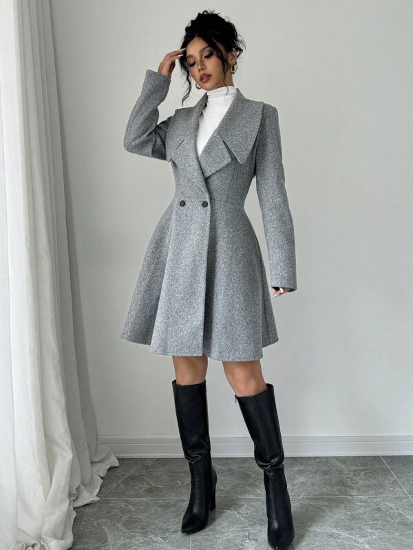 Abrigo Elegante de Cuello Alto y Manga Larga en Tweed - Image 12