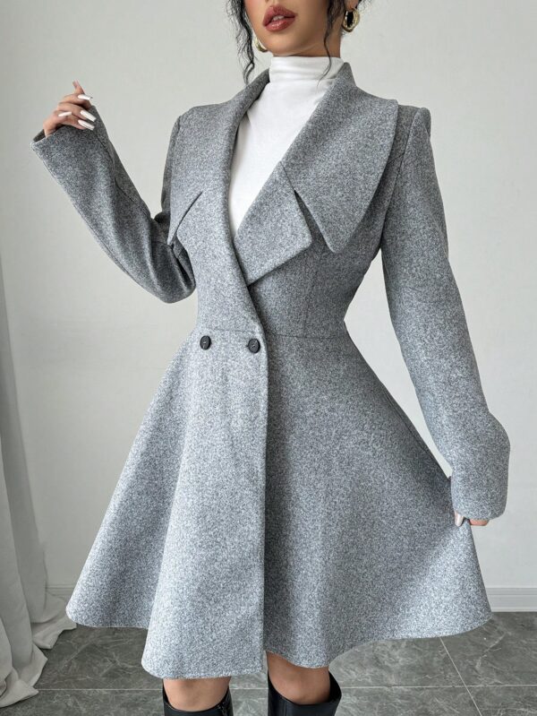 Abrigo Elegante de Cuello Alto y Manga Larga en Tweed - Image 13