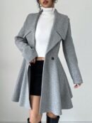 Abrigo Elegante de Cuello Alto y Manga Larga en Tweed
