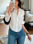 Blusa de Mujer Larga y Simple con Mangas Largas