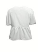 Blusa Mujer con Mangas Puff, Lazo y Peplum