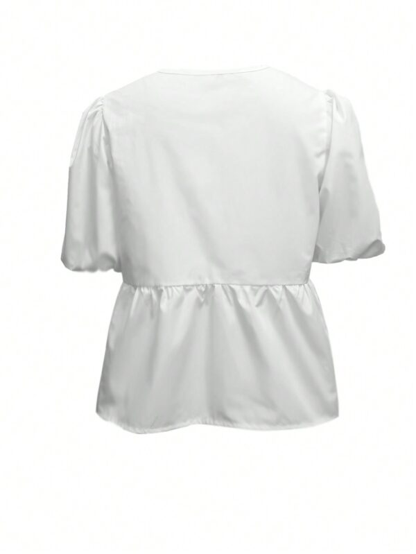 Blusa Mujer con Mangas Puff, Lazo y Peplum - Image 2