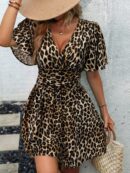 Vestido Casual Cuello en V con Mangas Mariposa