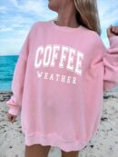 Buzo Casual de Mujer con Estampado de Letras y Cuello Redondo