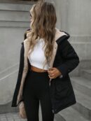Abrigo Acolchado Casual con Capucha y Cintura Ajustable