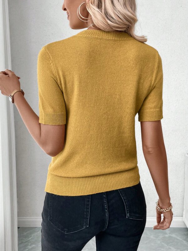 Sweater de Punto en Color Sólido con Manga Corta - Image 53