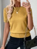 Sweater de Punto en Color Sólido con Manga Corta