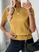Sweater de Punto en Color Sólido con Manga Corta