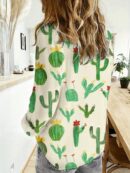 Blusa Casual Estampada Cactus Manga Larga