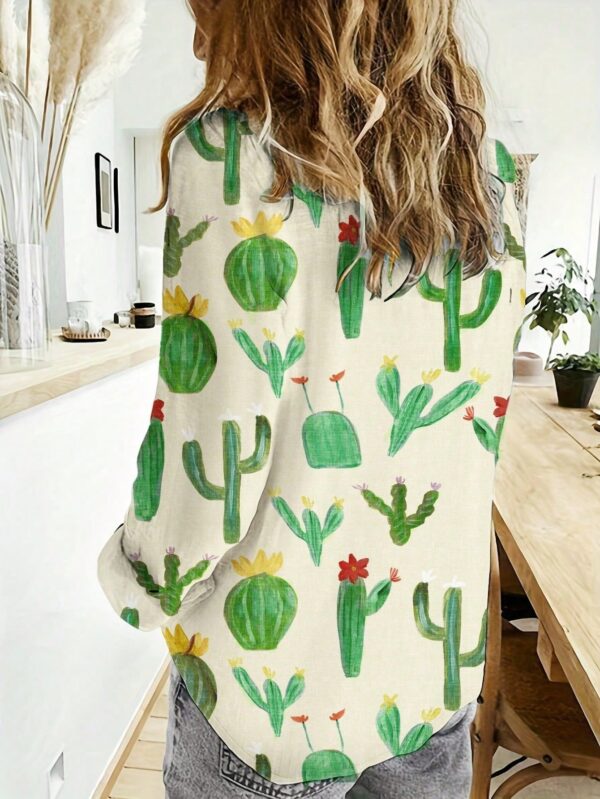 Blusa Casual Estampada Cactus Manga Larga - Image 2