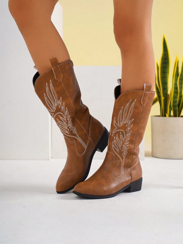 Botas de Tacón Alto Bordadas Elegantes para Mujer