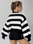 Cardigan Largo con Hombros Caídos y Diseño Colorblock