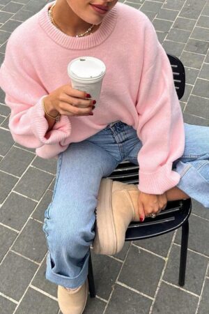 Sweater de Punto Liso Manga Larga para Mujer