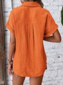 Camisa Azul Marino con Detalles Texturados y Mangas Batwing