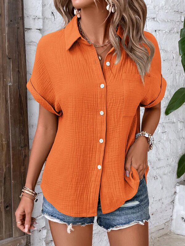 Camisa Azul Marino con Detalles Texturados y Mangas Batwing - Image 40