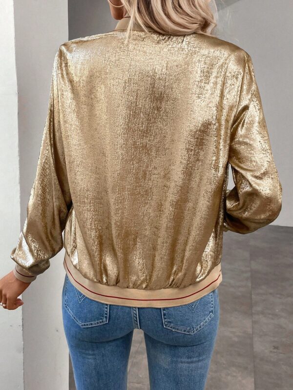 Chaqueta de Béisbol con Ribetes Metálicos en Mosaico - Image 2