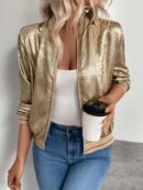 Chaqueta de Béisbol con Ribetes Metálicos en Mosaico