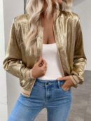 Chaqueta de Béisbol con Ribetes Metálicos en Mosaico