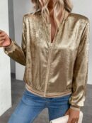 Chaqueta de Béisbol con Ribetes Metálicos en Mosaico