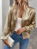Chaqueta de Béisbol con Ribetes Metálicos en Mosaico