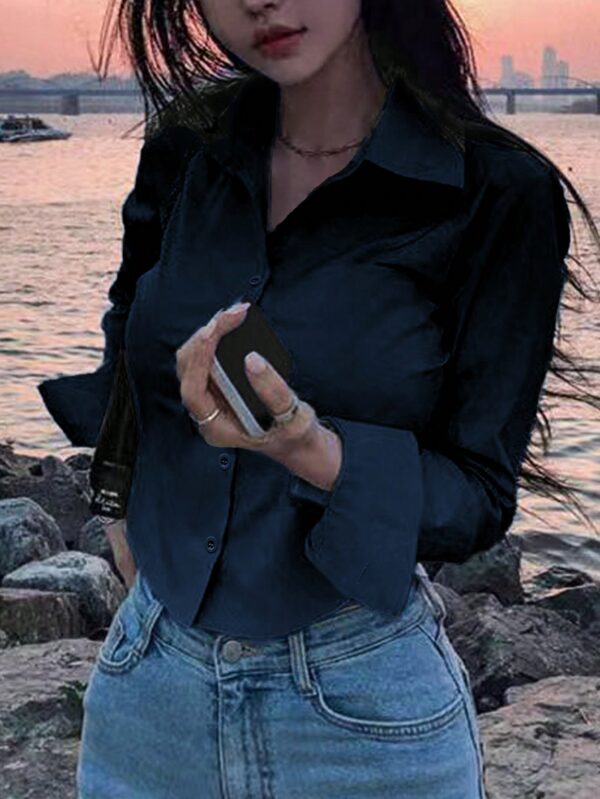 Blusa de Mujer Larga y Simple con Mangas Largas - Image 11