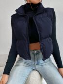 Chaleco Casual con Cremallera Frontal en Color Sólido