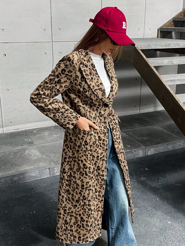Abrigo de Punto con Estampado de Leopardo y Cuello Mao - Image 7