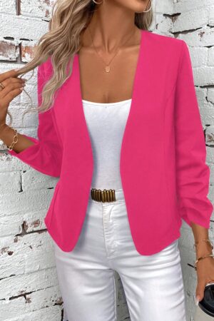 Chaqueta Elegante Negra con Mangas Plisadas Largas