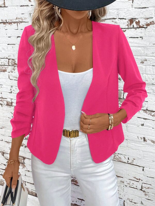 Chaqueta Elegante Negra con Mangas Plisadas Largas - Image 3