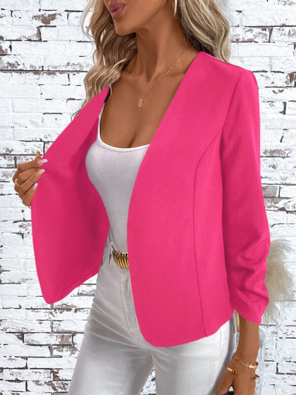 Chaqueta Elegante Negra con Mangas Plisadas Largas - Image 7