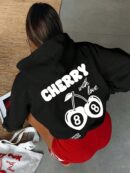 Buzo Casual con Estampado de Cerezas y Letras, Manga Larga
