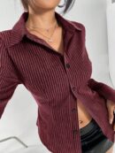 Blusa de Negocios Casual a Rayas con Botones y Manga Larga