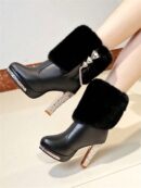 Botas Altas de Invierno con Ribete de Piel y Cristales