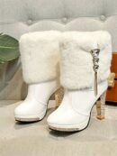Botas Altas de Invierno con Ribete de Piel y Cristales